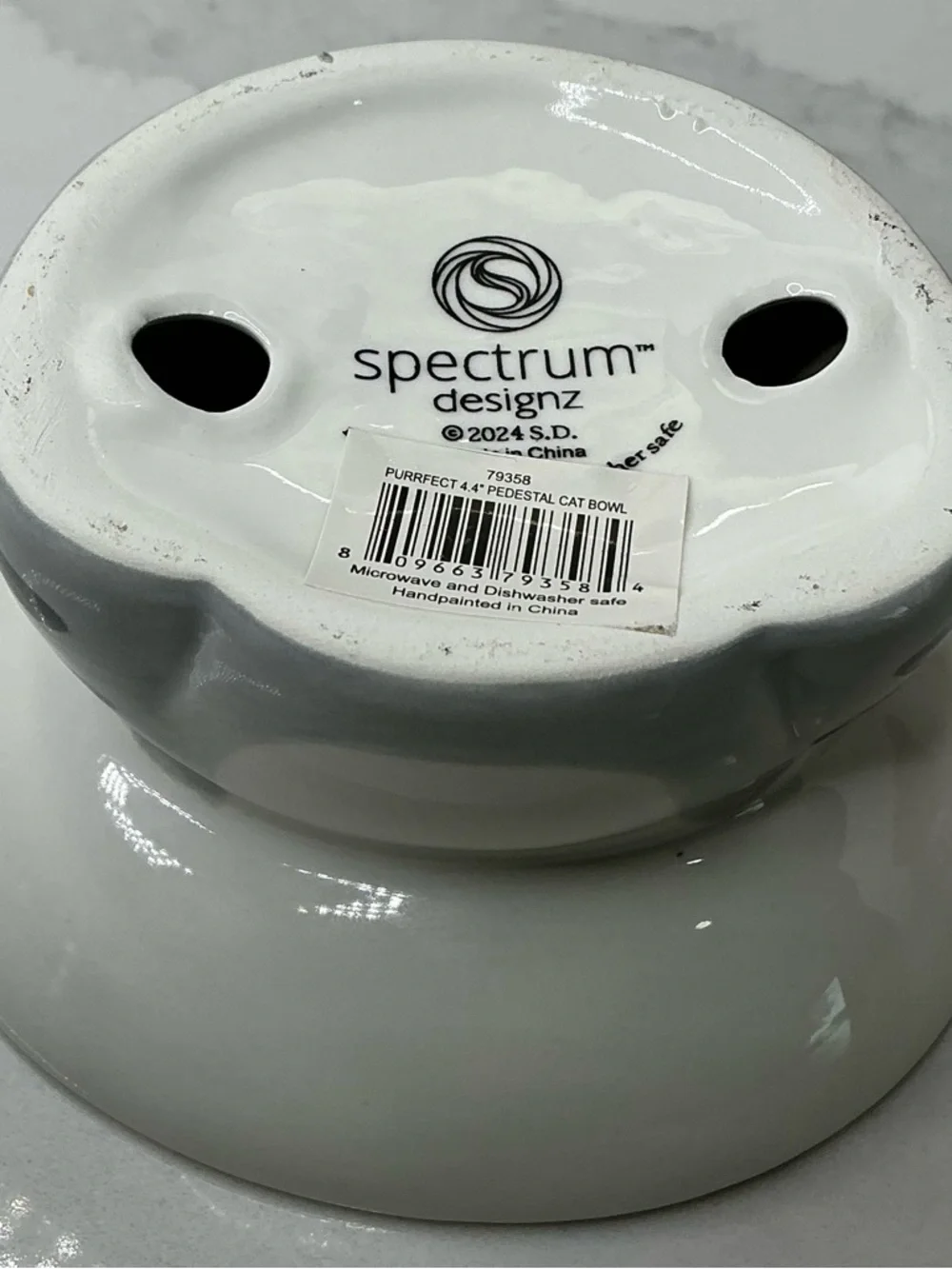Spectrum Designz Cat Bowl Elevated Pedestal Ceramic Cat Face Bowl New